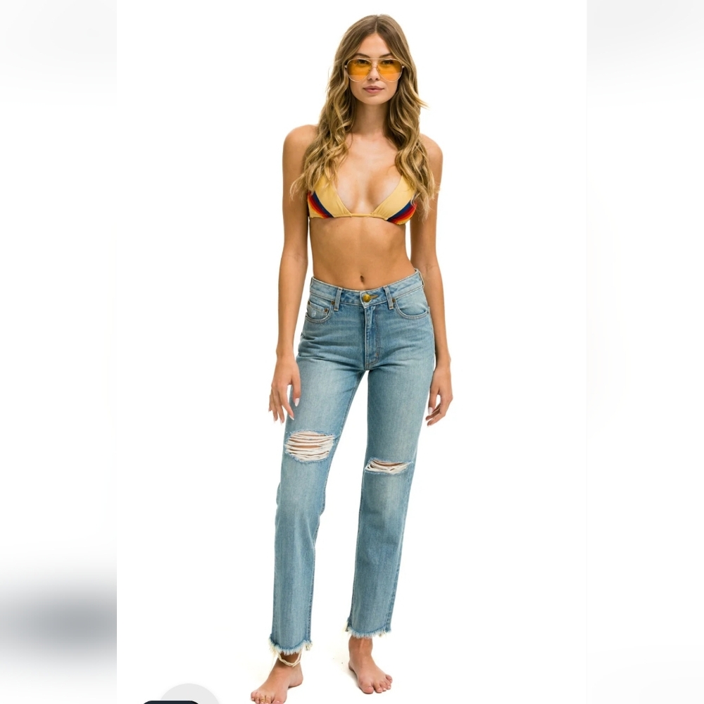 Aviator Nation Sky Blue Distressed Jeans